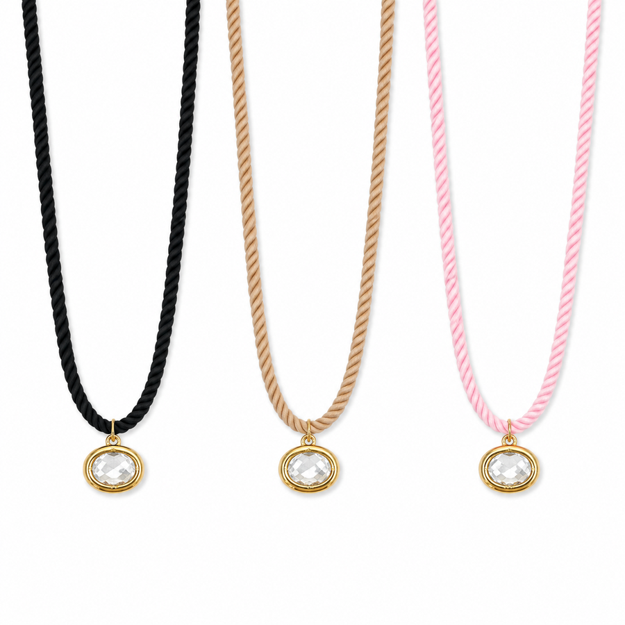 Meadow Necklace | Rope Chain Necklace with CZ Diamond Pendant
