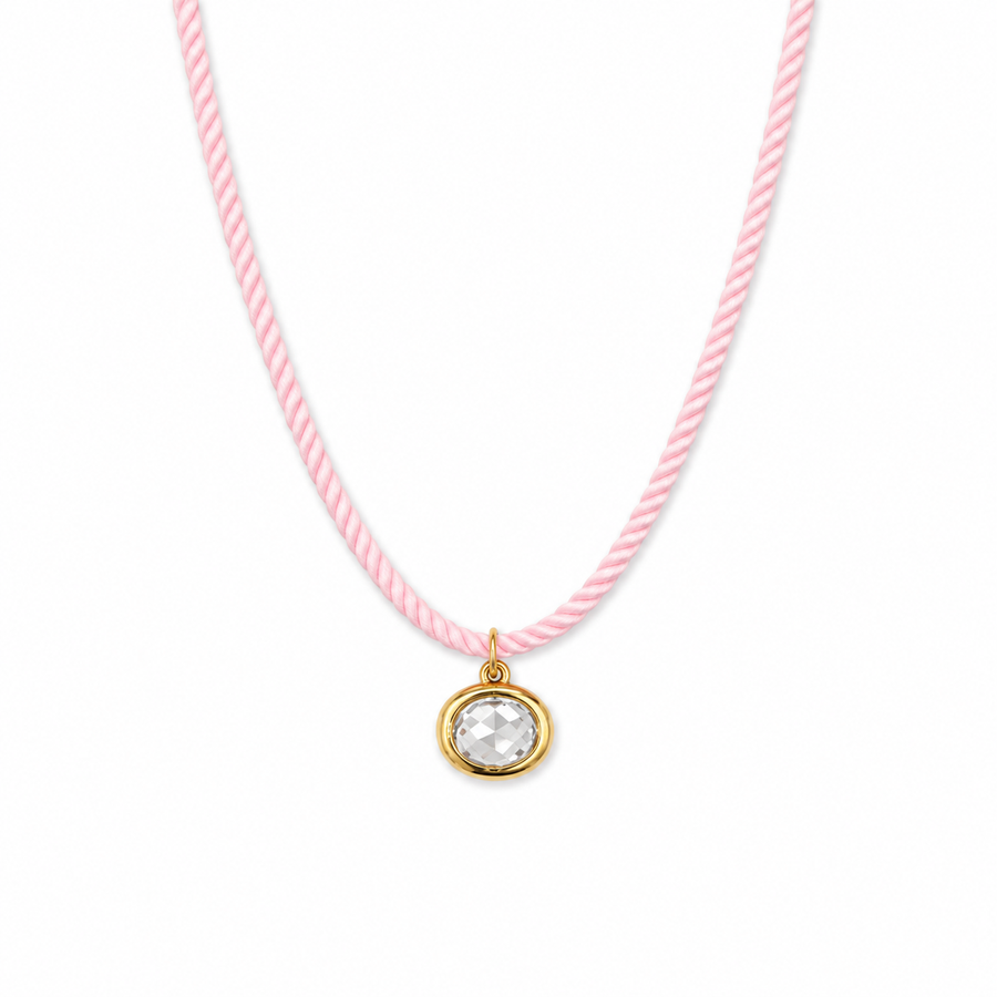 Meadow Necklace | Rope Chain Necklace with CZ Diamond Pendant